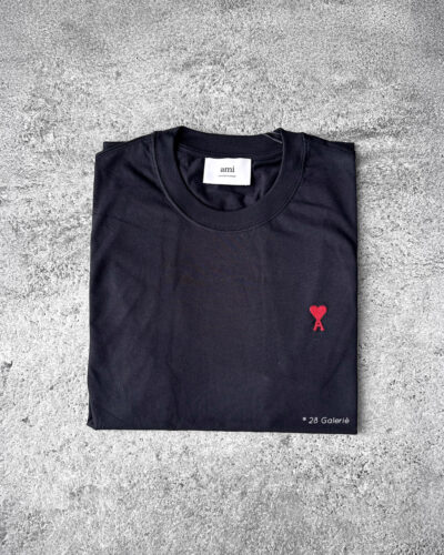 Ami Paris Black Shirt with Red Logo