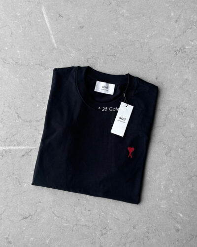 Ami Paris Black Shirt with Red Logo