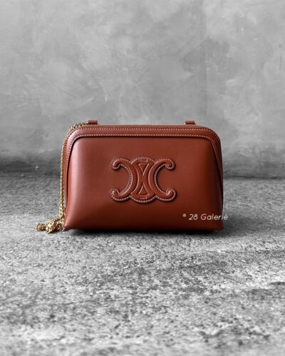 Celine Clutch on Chain Cuir Triomphe in Smooth Calfskin - Tan