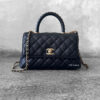 Chanel Black Mini Coco Top Handle in Caviar Leather and Gold Hardware