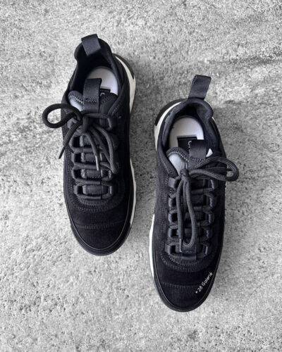 Chanel Black Suede Low Top Sneakers