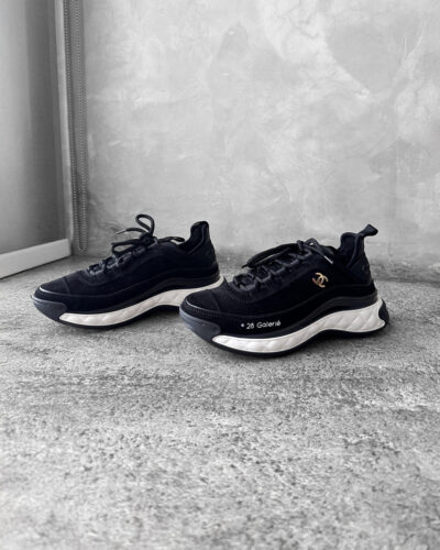 Chanel Black Suede Low Top Sneakers