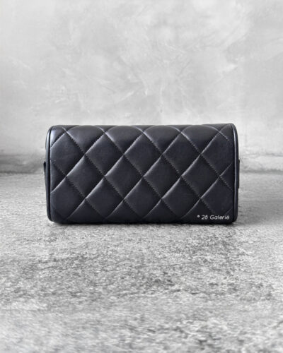 Chanel Black Top Handle Vanity Bag in Calfskin Leather and Silver Hardware