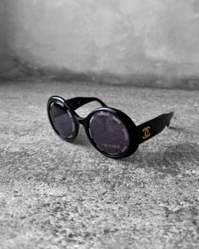 Chanel Black Vintage Round Runway Collectors Sunglass