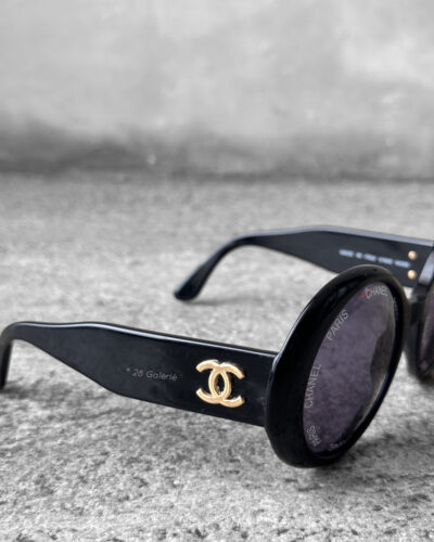 Chanel Black Vintage Round Runway Collectors Sunglass