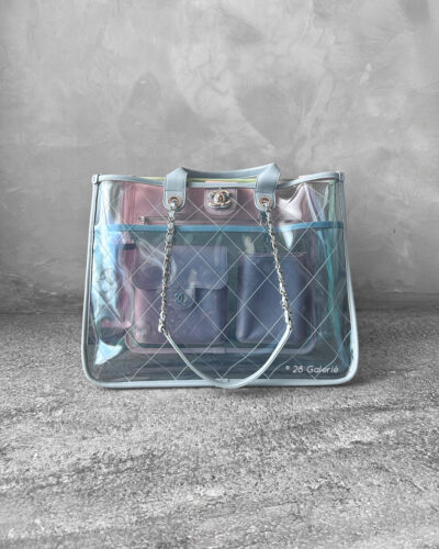 Chanel Blue/Green/Pink Medium Coco Splash Tote Bag in Quilted PVC and Silver Hardware