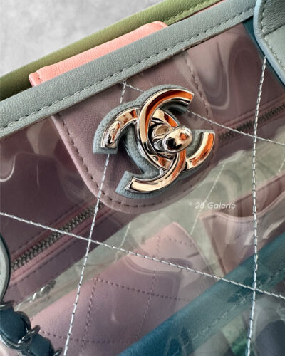 Chanel Blue/Green/Pink Medium Coco Splash Tote Bag in Quilted PVC and Silver Hardware