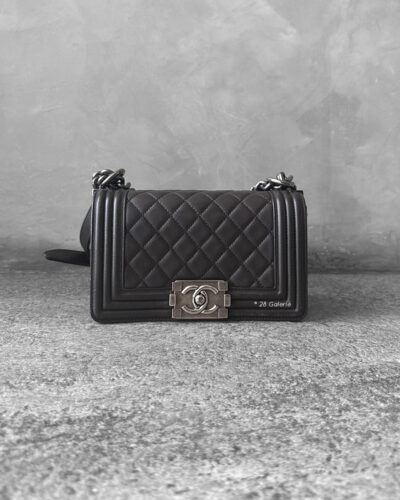 Chanel Choco-brown Small Le boy in Calfskin Leather and Aged Silver Hardware