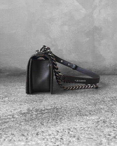 Chanel Choco-brown Small Le boy in Calfskin Leather and Aged Silver Hardware
