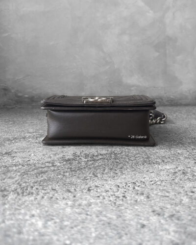 Chanel Choco-brown Small Le boy in Calfskin Leather and Aged Silver Hardware