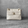 Chanel Cream Vintage Double Tote Bag in Caviar Leather and Gold Hardware