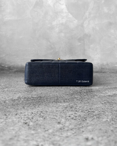 Chanel Vintage Navy Blue Medium Flap in Caviar Leather and 24k Gold Hardware