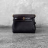 Hermes EbeneEbene Mini Zip 20 Herbag in Toile FabricLambskin Leather and Gold Hardware