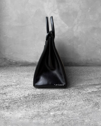 Hermes Noir Sac 32 in Black Box Leather and Ruthenium Hardware