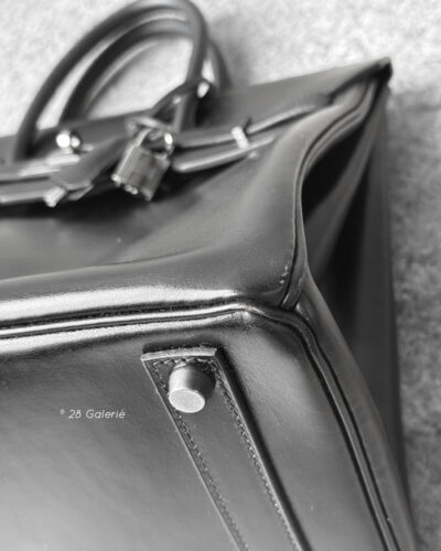 Hermes Noir Sac 32 in Black Box Leather and Ruthenium Hardware