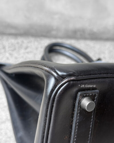 Hermes Noir Sac 32 in Black Box Leather and Ruthenium Hardware