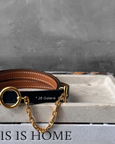 Hermes Noir/Gold Reversible in Epsom/Swift Leather Belt & Gold Carrousel Belt Buckle