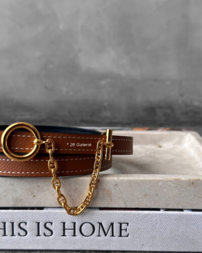 Hermes Noir/Gold Reversible in Epsom/Swift Leather Belt & Gold Carrousel Belt Buckle