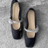 Mach & Mach Black Lotus Ballet Flats in Mesh Fabric