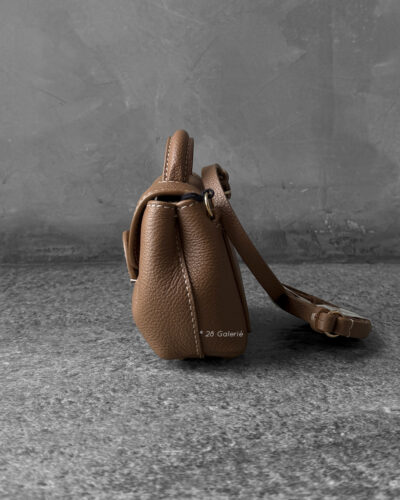 Polene Camel Numero Un Micro in Textured Calfskin Leather and Gold Hardware