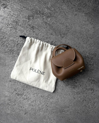 Polene Camel Numero Un Micro in Textured Calfskin Leather and Gold Hardware