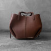 Polene Cognac Mini Cyme in Texture Calfskin Leather with Suede Lining