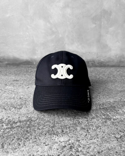 Celine Black with White Logo Baseball Cap