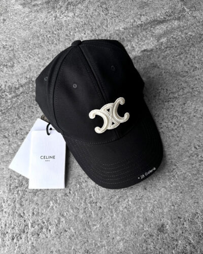Celine Black with White Logo Baseball Cap