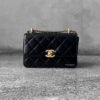 Chanel Black 24C Double Gold ball Mini Flap bag Calfskin