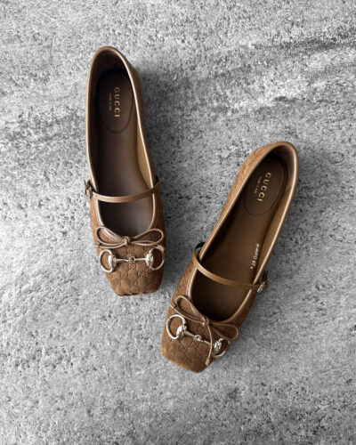 Gucci Brown 36EU Suede Ballet Flats with Horsebit Buckle