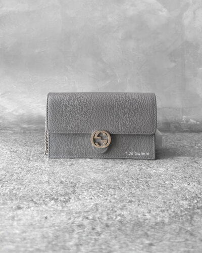 Gucci Gray Interlocking GG Logo and Silver Hardware