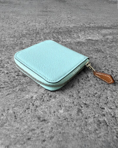Hermes Bleu Brume Silk’In Compact Wallet in Epsom Leather and Palladium Hardware