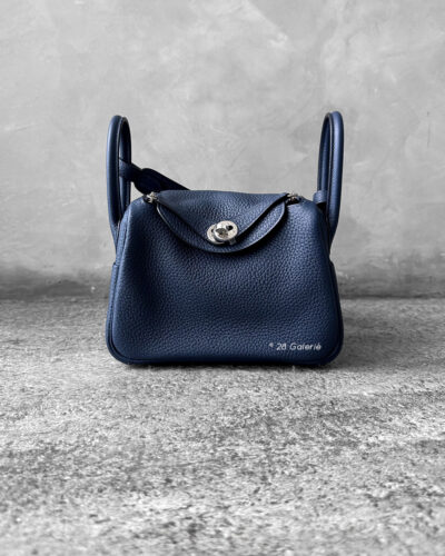 Hermes Blue Mini Lindy in Clemence Leather and Palladium Hardware