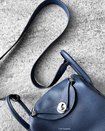 Hermes Blue Mini Lindy in Clemence Leather and Palladium Hardware