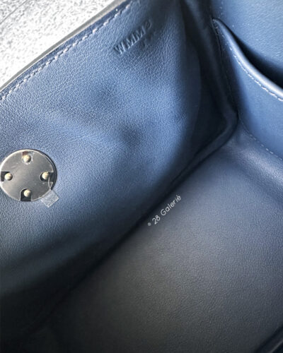 Hermes Blue Mini Lindy in Clemence Leather and Palladium Hardware