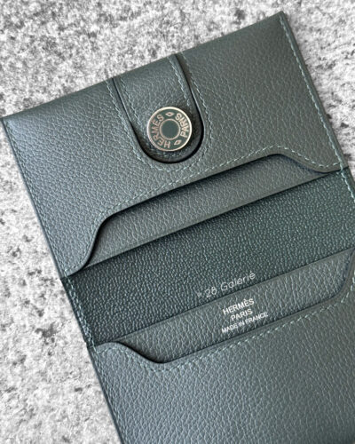 Hermes Vert Fonce R.M.S Cardholder in Calfskin Leather And Palladium Hardware