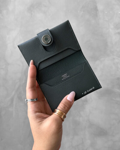 Hermes Vert Fonce R.M.S Cardholder in Calfskin Leather And Palladium Hardware