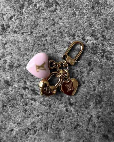 Louis Vuitton Pink Monogram Micro Charms LV heart Keychains