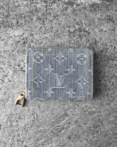Louis Vuitton Washed Blue Denim Zippy Coin Wallet in Monogram Canvas and Gold Hardware