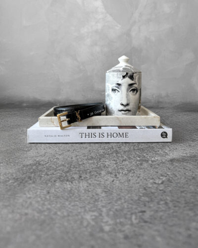 Saint Laurent 2cm Black Cassandre Belt in Crocodile Leather and Gold Hardware