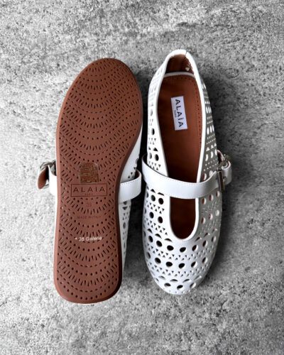 Alaia White Vienna Leather Ballet Flats Size 39