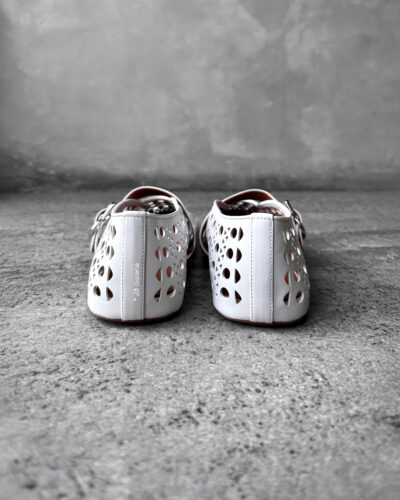 Alaia White Vienna Leather Ballet Flats Size 39