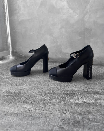 Chanel 35.5 Black Mary Janes Heels
