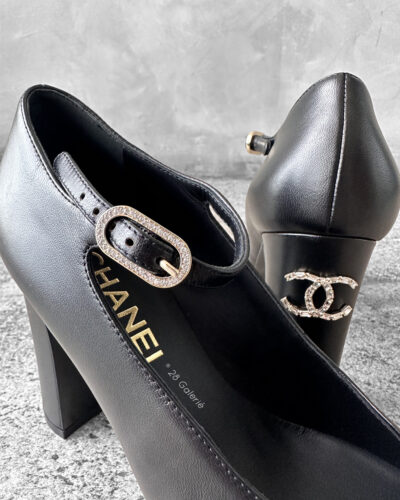 Chanel 35.5 Black Mary Janes Heels