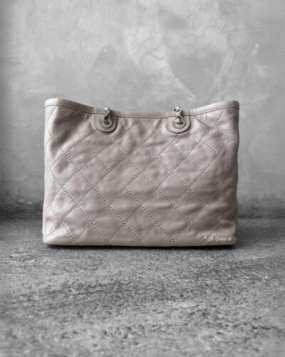 Chanel Beige Matelasse Wild Stitch Medium Tote Bag in Caviar Leather and Silver Hardware