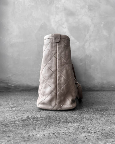 Chanel Beige Matelasse Wild Stitch Medium Tote Bag in Caviar Leather and Silver Hardware