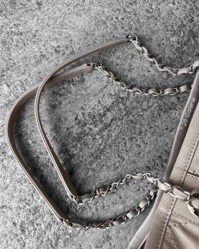 Chanel Beige Matelasse Wild Stitch Medium Tote Bag in Caviar Leather and Silver Hardware