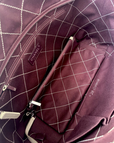 Chanel Beige Matelasse Wild Stitch Medium Tote Bag in Caviar Leather and Silver Hardware