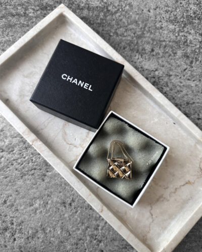Chanel Gold CC Quilted Bag Pin Brooch