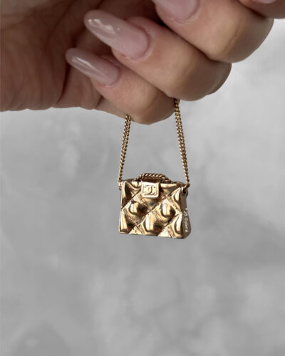 Chanel Gold CC Quilted Bag Pin Brooch